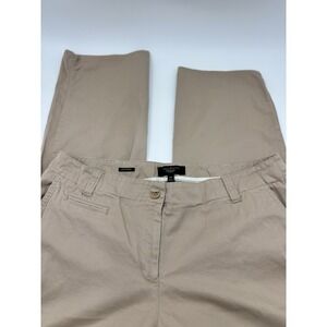 Talbots Women Boyfriend Pants 16W Beige Cotton Mid Rise Straight Leg Pocket Plus